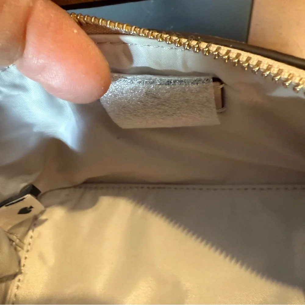 NWT KATE SPADE NEW YORK GLITTER LEATHER SATCHEL BAG WITH POUCH & STRAP - GOLD